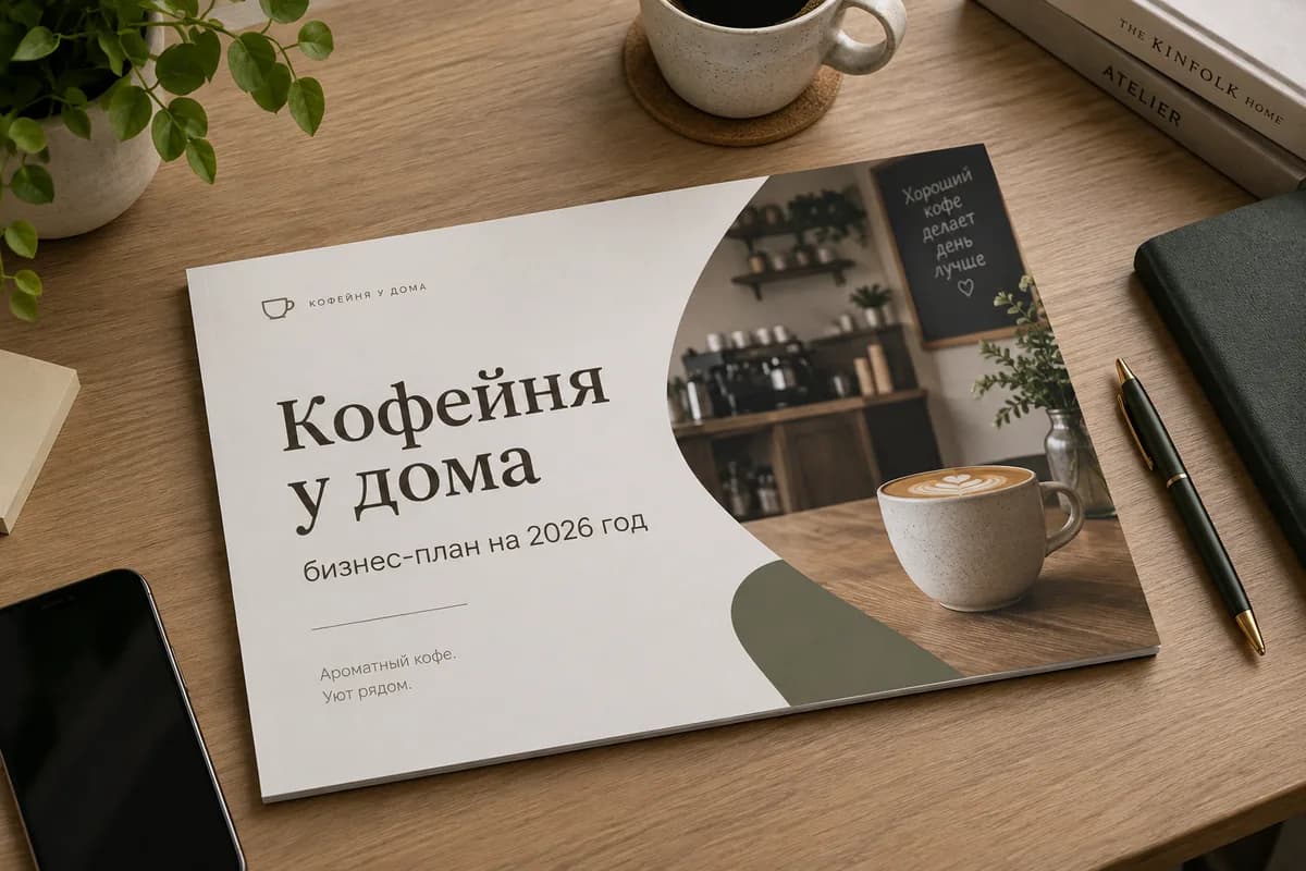 Макет обложки презентации с заголовком «Кофейня у дома»
